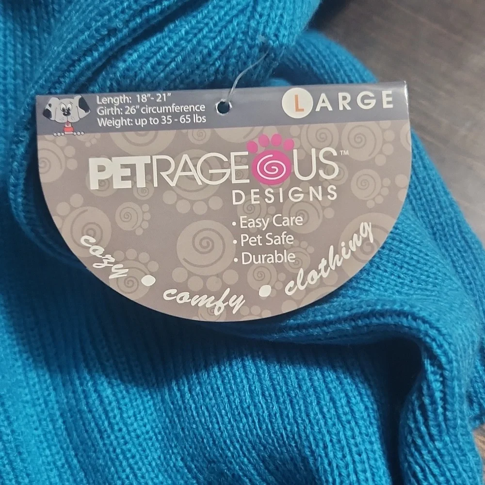 Nwt Teal Dog Turtleneck Sweater Petrageous Size Large